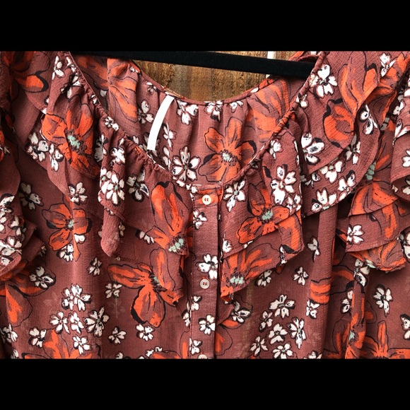 Boho Free People wide neck peasant blouse - Picture 4 of 8